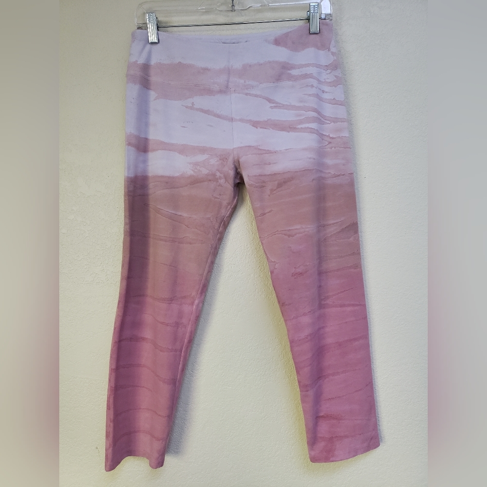 Hard Tail Pink tie dye cropped flat waist capri yoga leggings XL